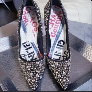 Versace Chaos Couture Leather Embellished Heels